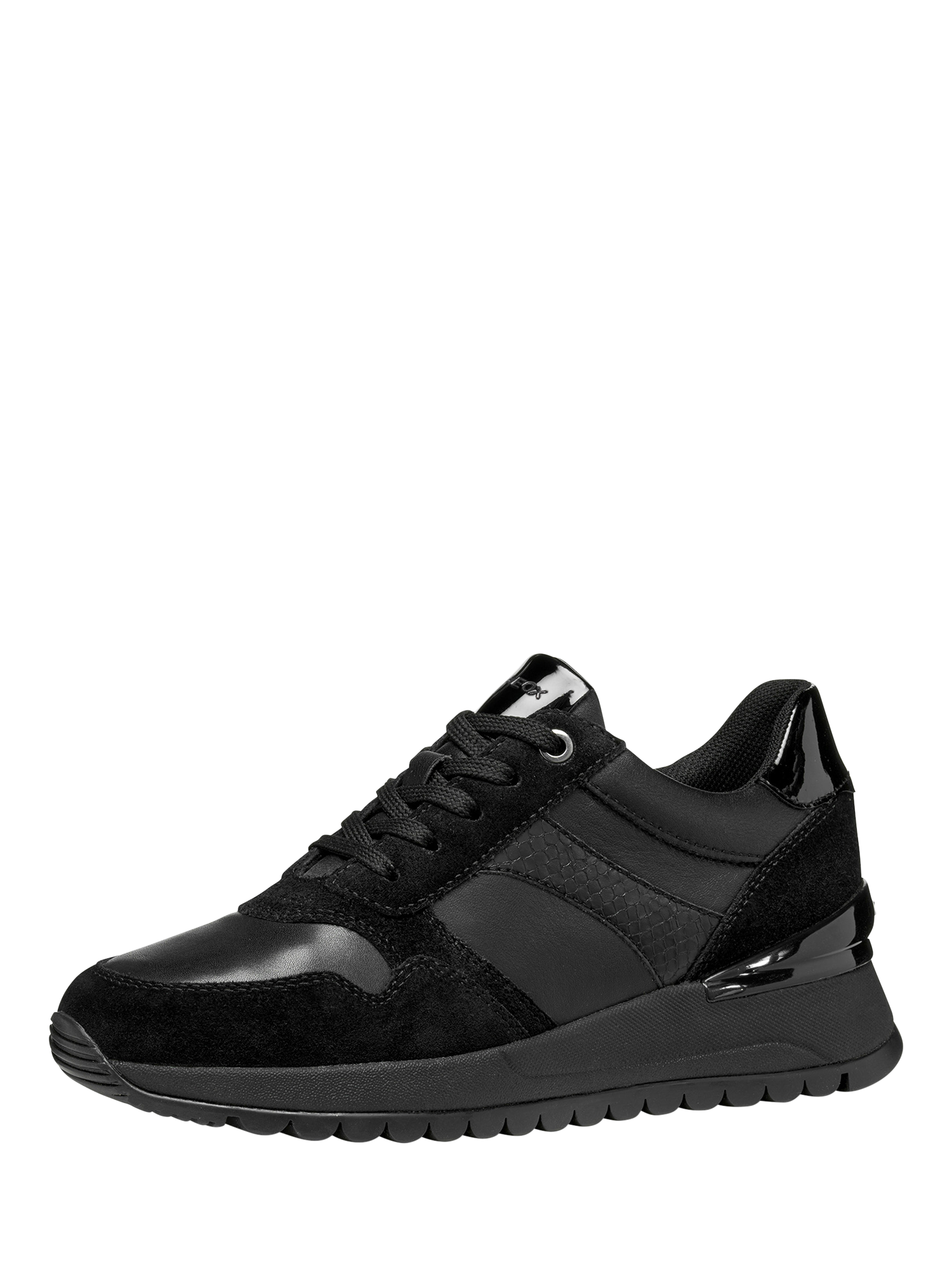 Product image 2 of 10, which shows Geox Desya Suede Blend Lace Up Trainers, Black, EU35