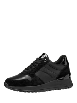 Geox Desya Suede Blend Lace Up Trainers, Black - view 2, Black