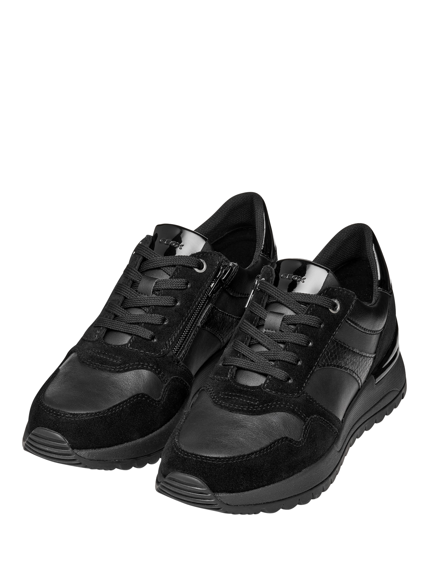 Product image 3 of 10, which shows Geox Desya Suede Blend Lace Up Trainers, Black, EU35