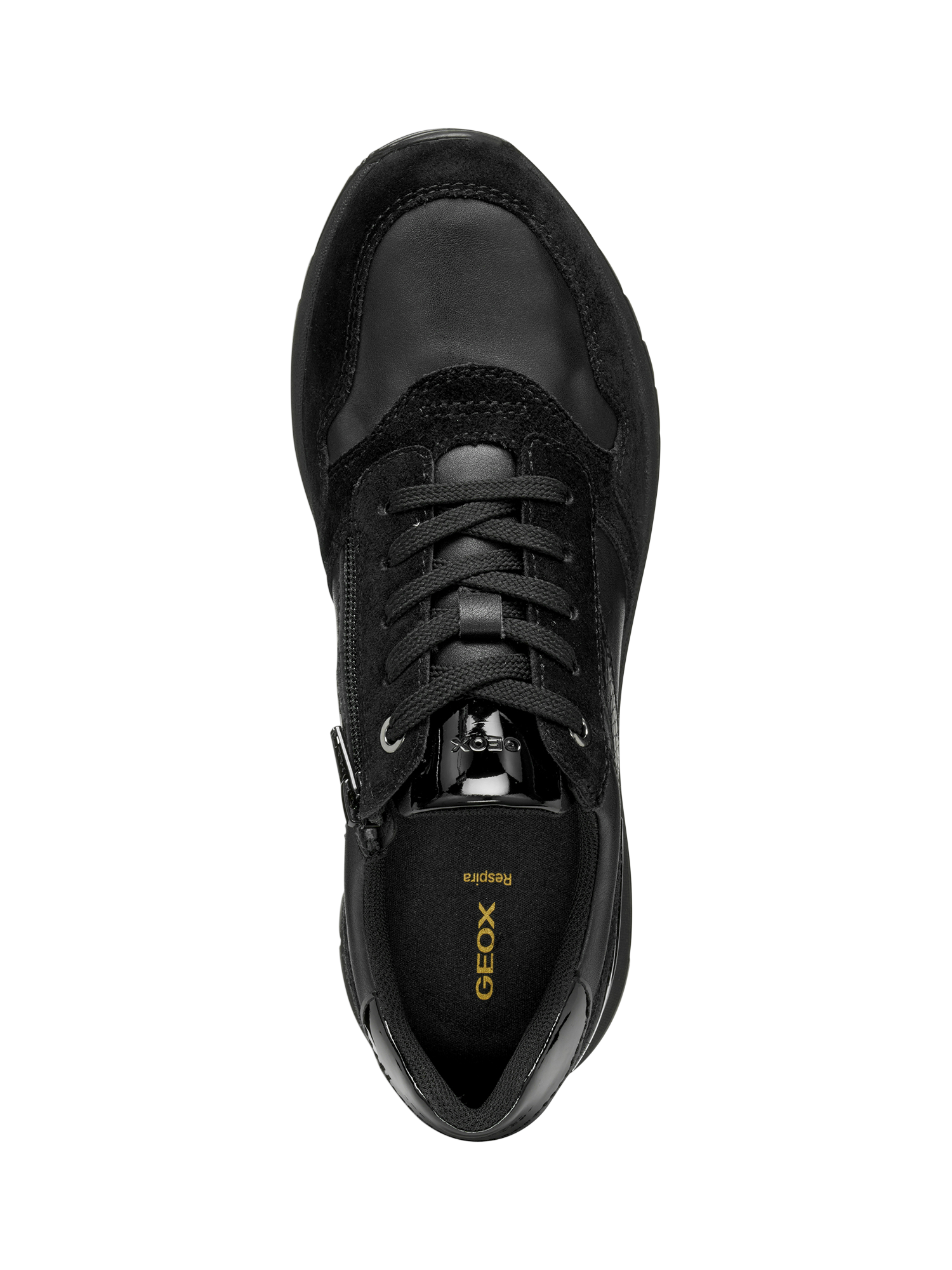 Product image 8 of 10, which shows Geox Desya Suede Blend Lace Up Trainers, Black, EU35