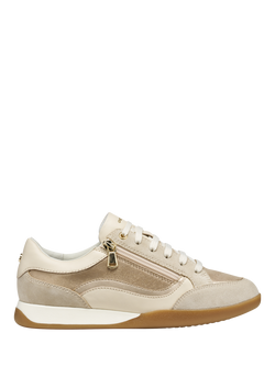 Geox Maryemy Leather Blend Zip Trainers, Gold/Taupe