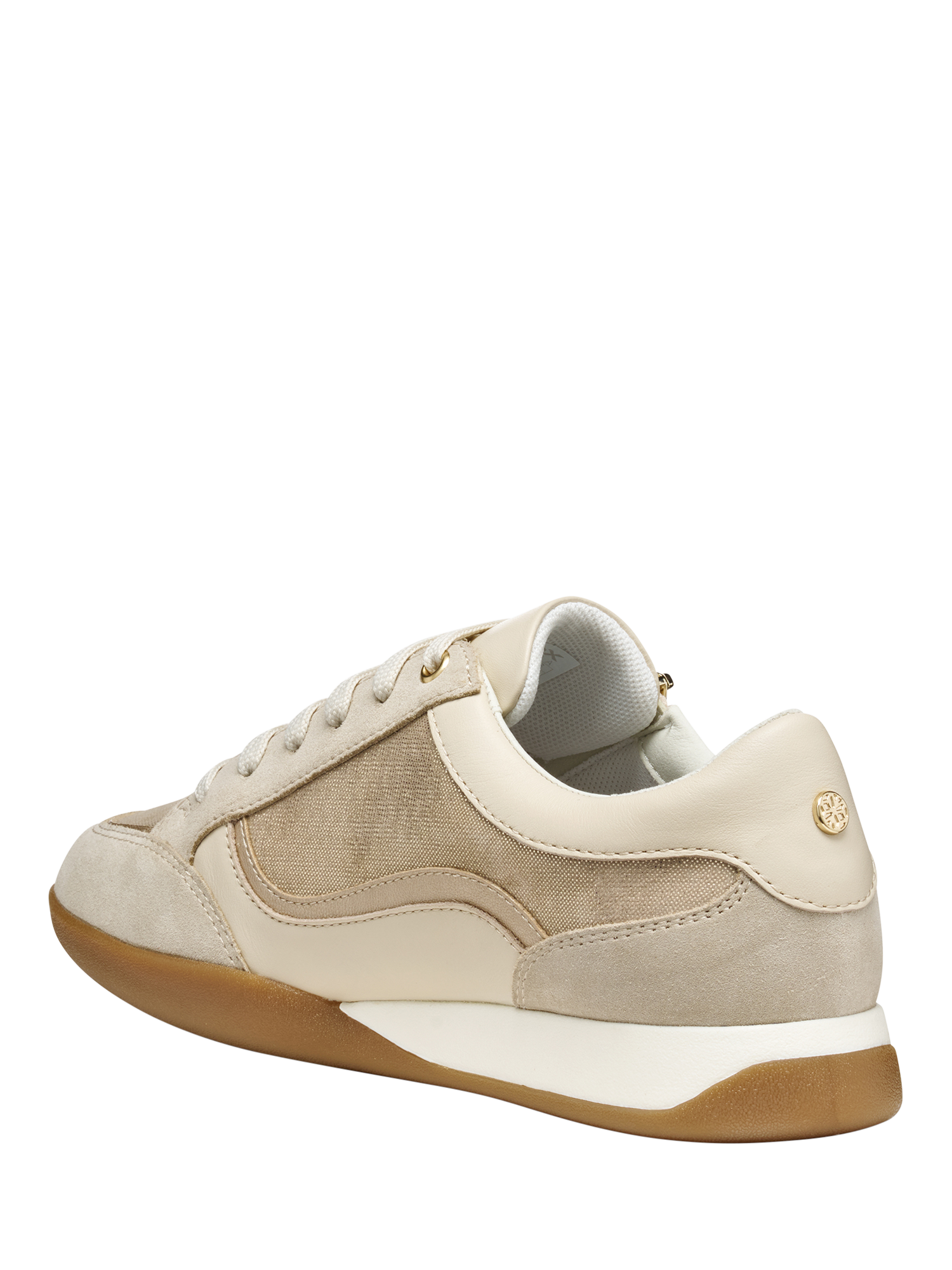 Product image 3 of 6, which shows Geox Maryemy Leather Blend Zip Trainers, Gold/Taupe, EU35