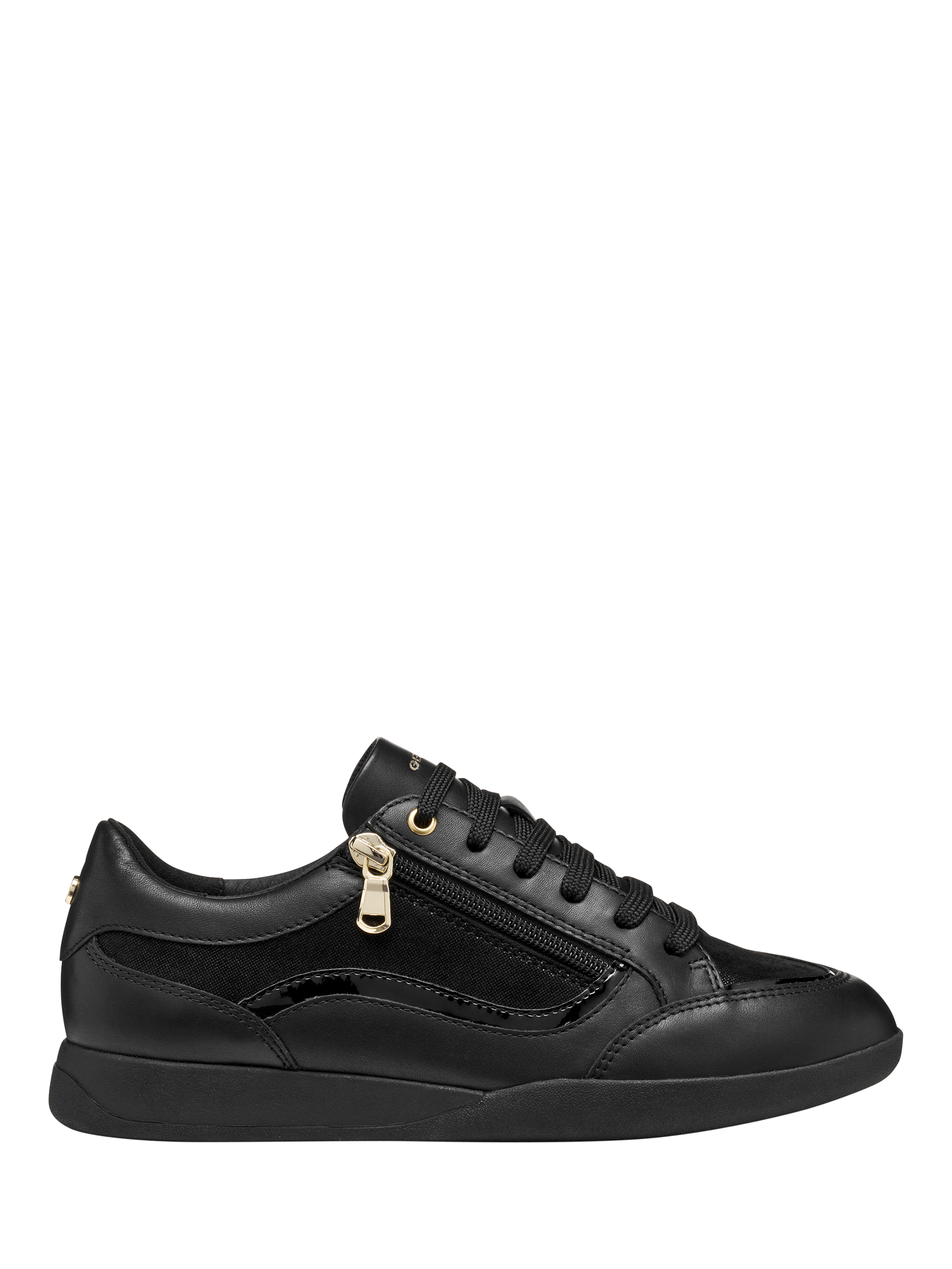Product image 1 of 10, which shows Geox Maryemy Leather Blend Zip Trainers, Black, EU35