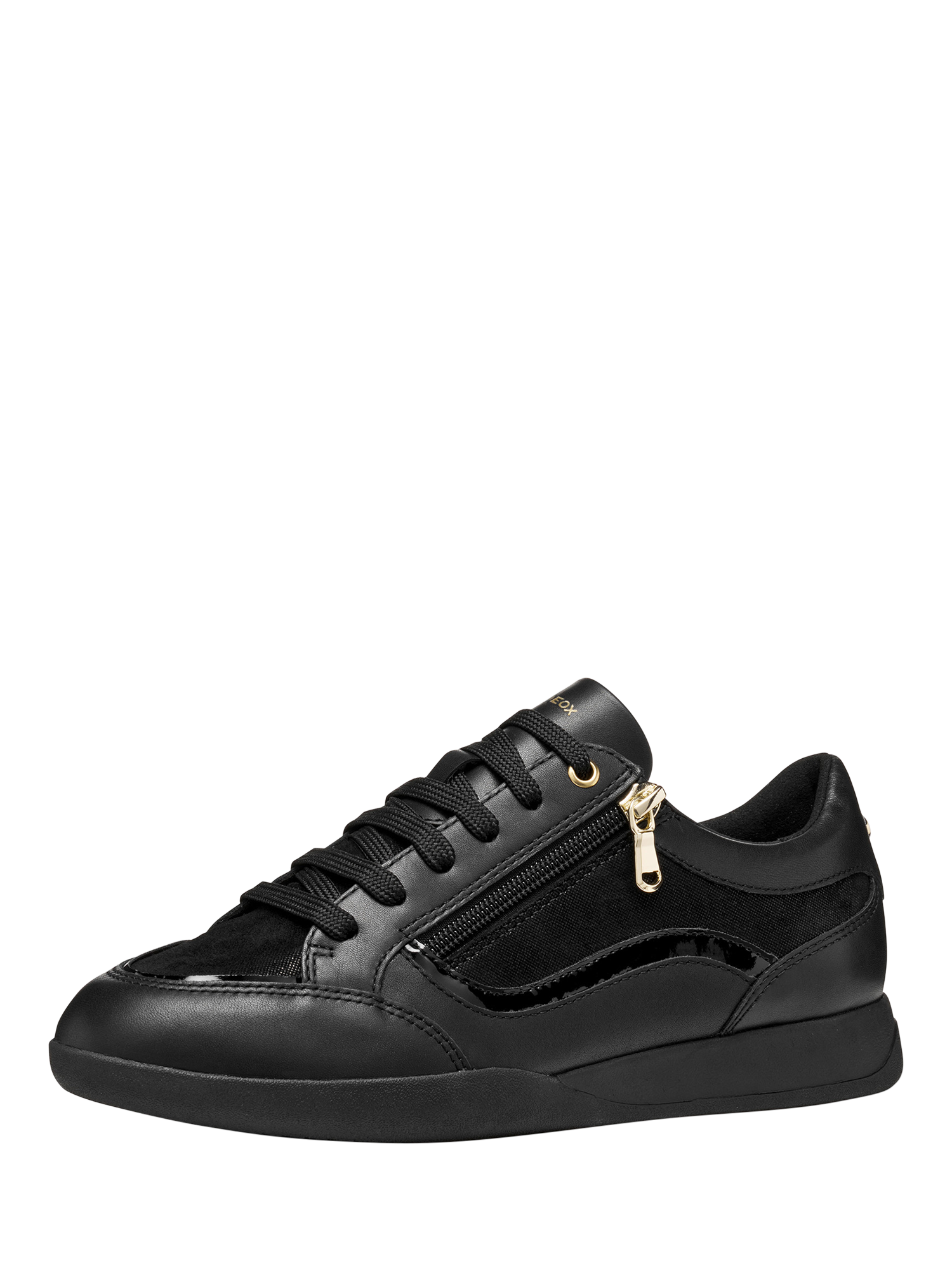 Product image 2 of 10, which shows Geox Maryemy Leather Blend Zip Trainers, Black, EU35