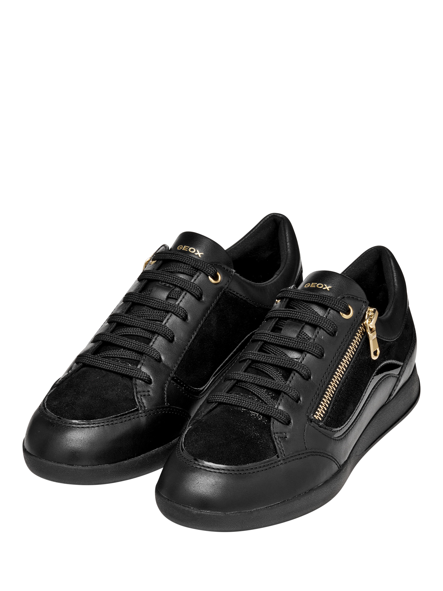 Product image 3 of 10, which shows Geox Maryemy Leather Blend Zip Trainers, Black, EU35