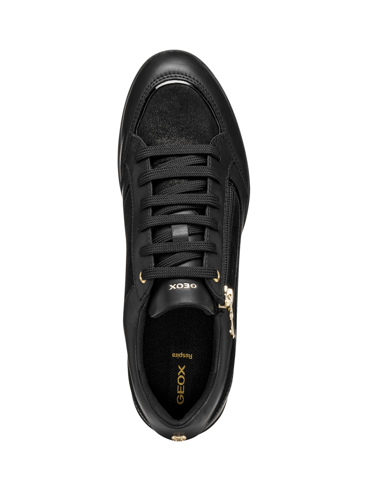 Product image 8 of 10, which shows Geox Maryemy Leather Blend Zip Trainers, Black, EU35