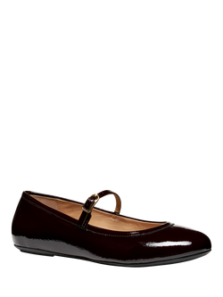 Geox Palmaria Leather Mary Jane Ballerina Pumps, Wine - view 2, Wine