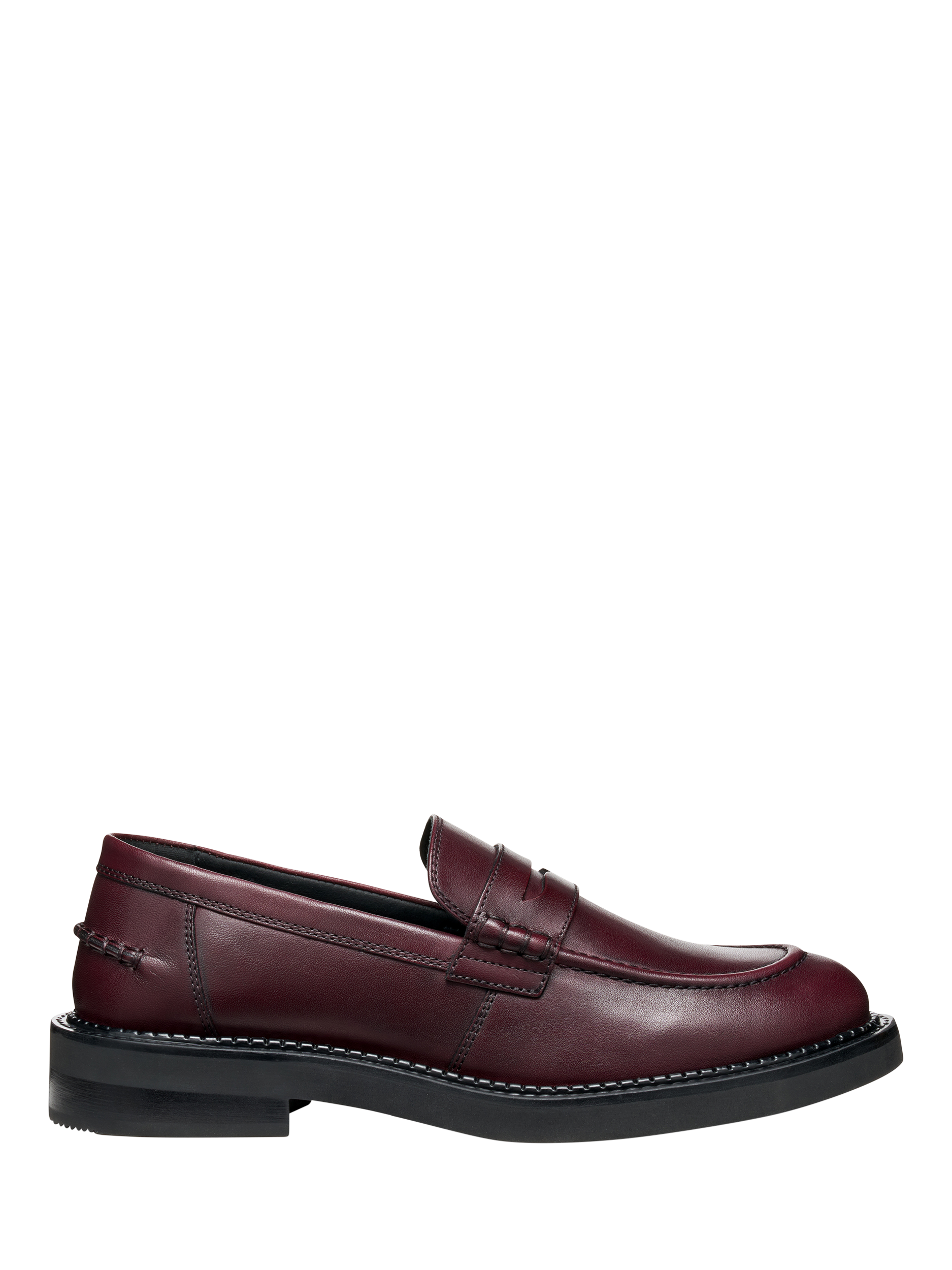 Product image 1 of 6, which shows Geox Serilda Leather Loafers, Wine, EU35
