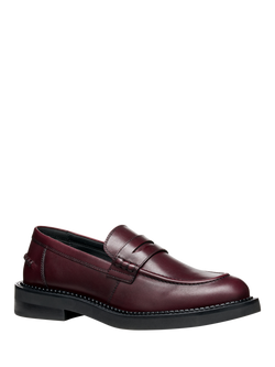 Geox Serilda Leather Loafers, Wine - view 2, Wine