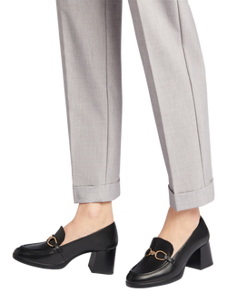 Geox Walk Pleasure 55 Leather Block Heel Loafers, Black - view 2, Black