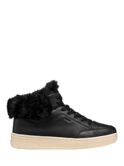 Geox Sedral Court Leather Lace Up Hi Top Trainers, Black