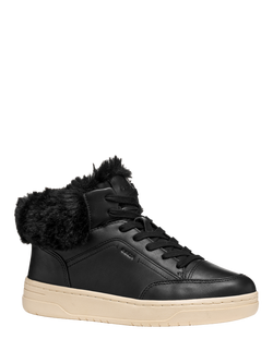 Geox Sedral Court Leather Lace Up Hi Top Trainers - view 2, Black