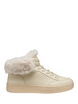 Geox Sedral Court Leather Lace Up Hi Top Trainers, Papyrus