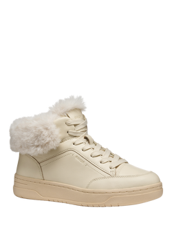 Geox Sedral Court Leather Lace Up Hi Top Trainers - view 2, Papyrus