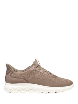 Geox Spherica Plus Knit Lace Up Trainers, Taupe, Taupe