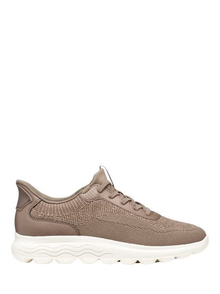 Geox Spherica Plus Knit Lace Up Trainers, Taupe, Taupe