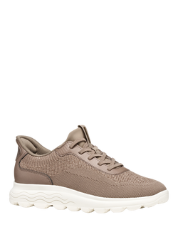 Geox Spherica Plus Knit Lace Up Trainers, Taupe - view 2, Taupe