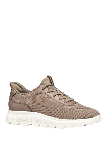 Geox Spherica Plus Knit Lace Up Trainers, Taupe - view 2, Taupe