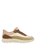 Geox Spherica Plus Suede Blend Lace Up Trainers, Papyrus/Mud