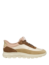Geox Spherica Plus Suede Blend Lace Up Trainers, Papyrus/Mud