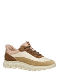 Geox Spherica Plus Suede Blend Lace Up Trainers, Papyrus/Mud