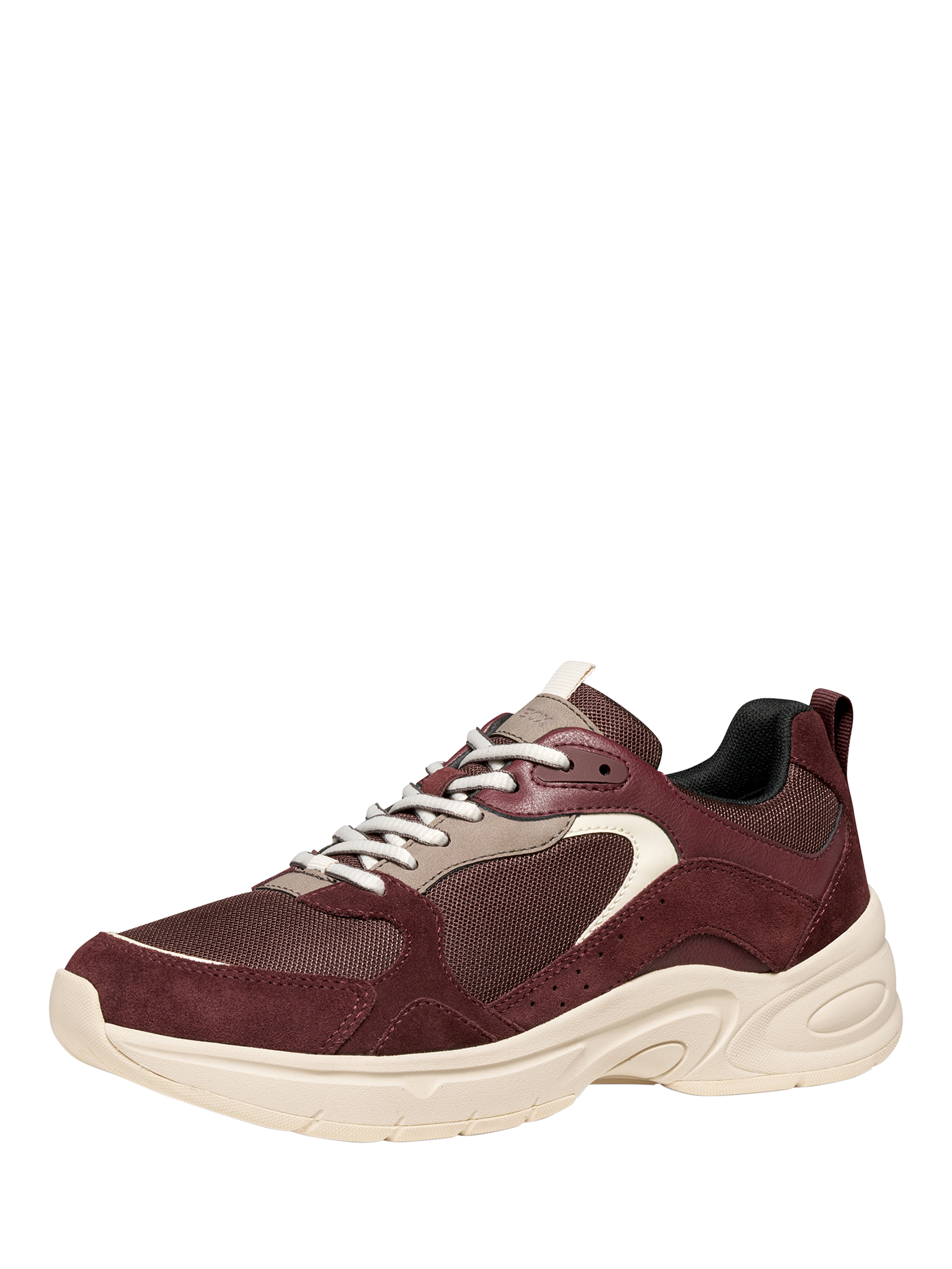 Product image 2 of 10, which shows Geox Zarvia Suede Blend Lace Up Trainers, Wine, EU35
