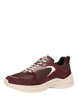 Geox Zarvia Suede Blend Lace Up Trainers, Black - view 2, Wine