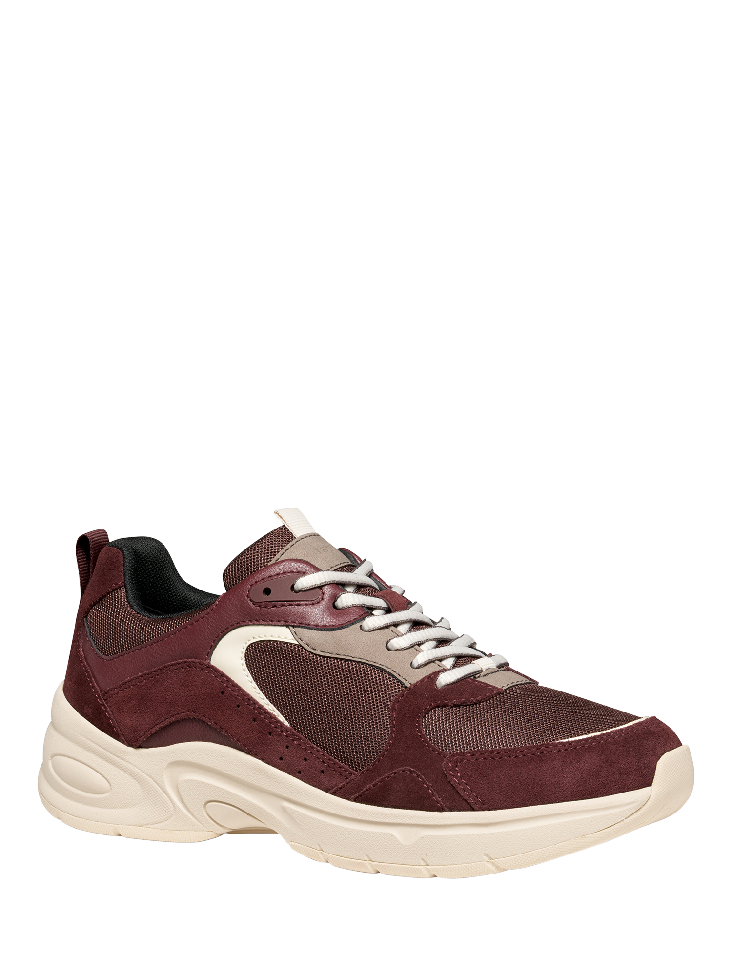 Product image 5 of 10, which shows Geox Zarvia Suede Blend Lace Up Trainers, Wine, EU35