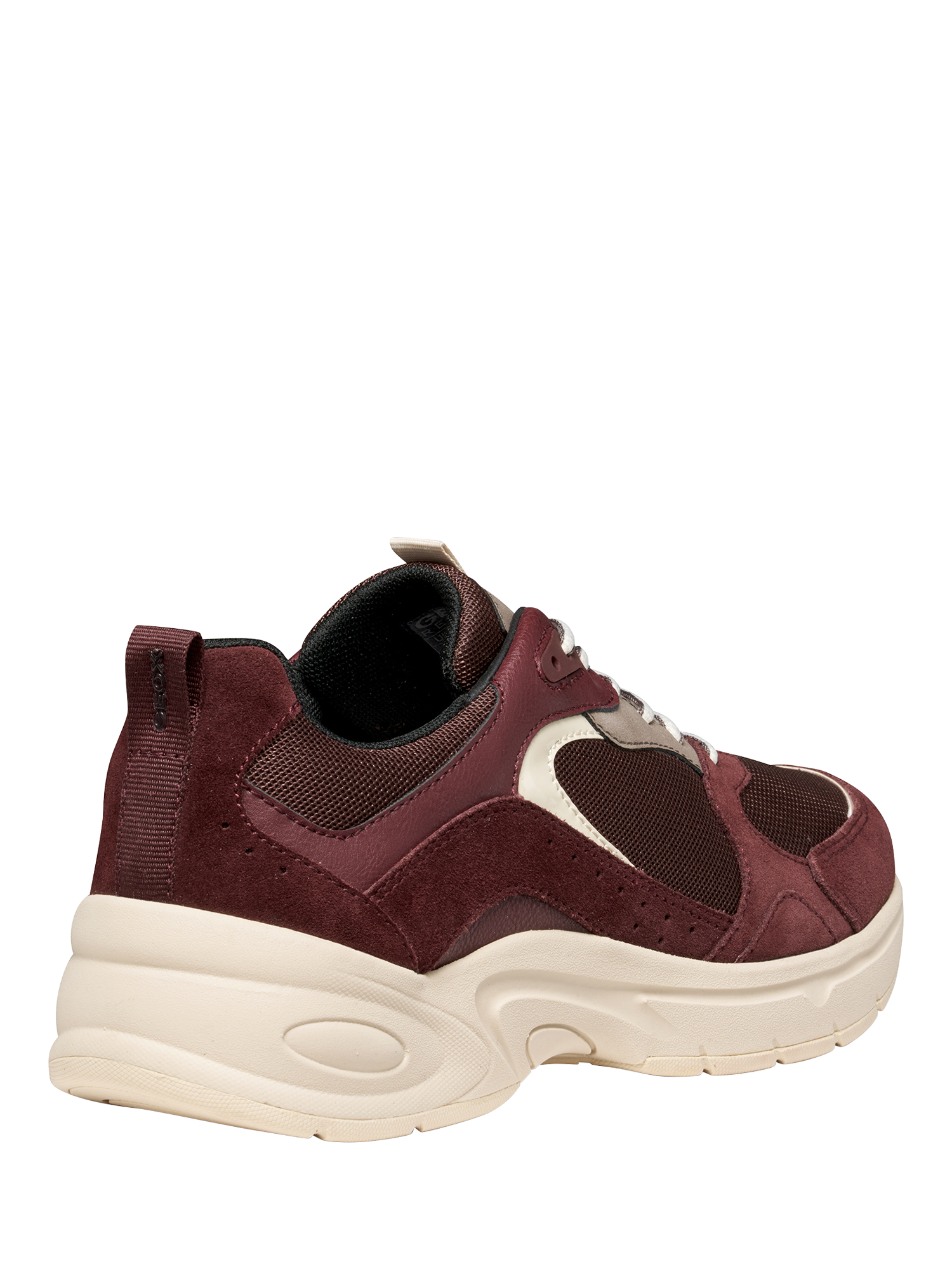 Product image 7 of 10, which shows Geox Zarvia Suede Blend Lace Up Trainers, Wine, EU35