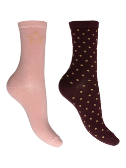 Charnos Cotton Blend Sparkle Socks, Pack of 2, Blush/Multi, Blush/Multi