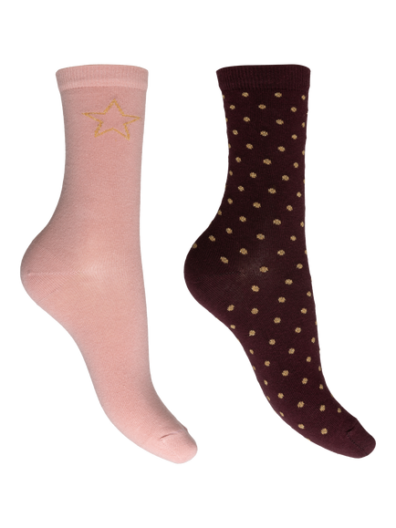 Charnos Cotton Blend Sparkle Socks, Pack of 2, Blush/Multi, Blush/Multi