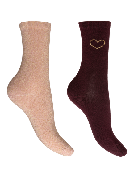 Charnos All Over Sparkle/Sparke Heart Ankle Socks, Pack of 2, Blush Mix, Blush Mix