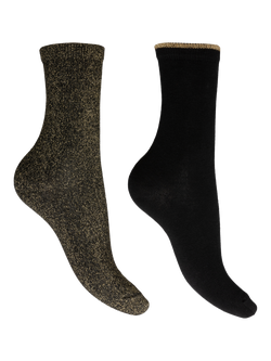 Charnos Cotton Blend Sparkle Socks, Pack of 2, Black/Multi, Black/Multi