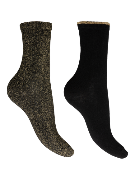 Charnos Cotton Blend Sparkle Socks, Pack of 2, Black/Multi, Black/Multi