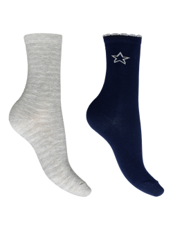 Charnos Cotton Blend Sparkle Socks, Pack of 2, Navy/Multi, Navy/Multi