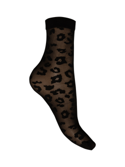 Charnos Leopard Anklet Socks, Black, Black
