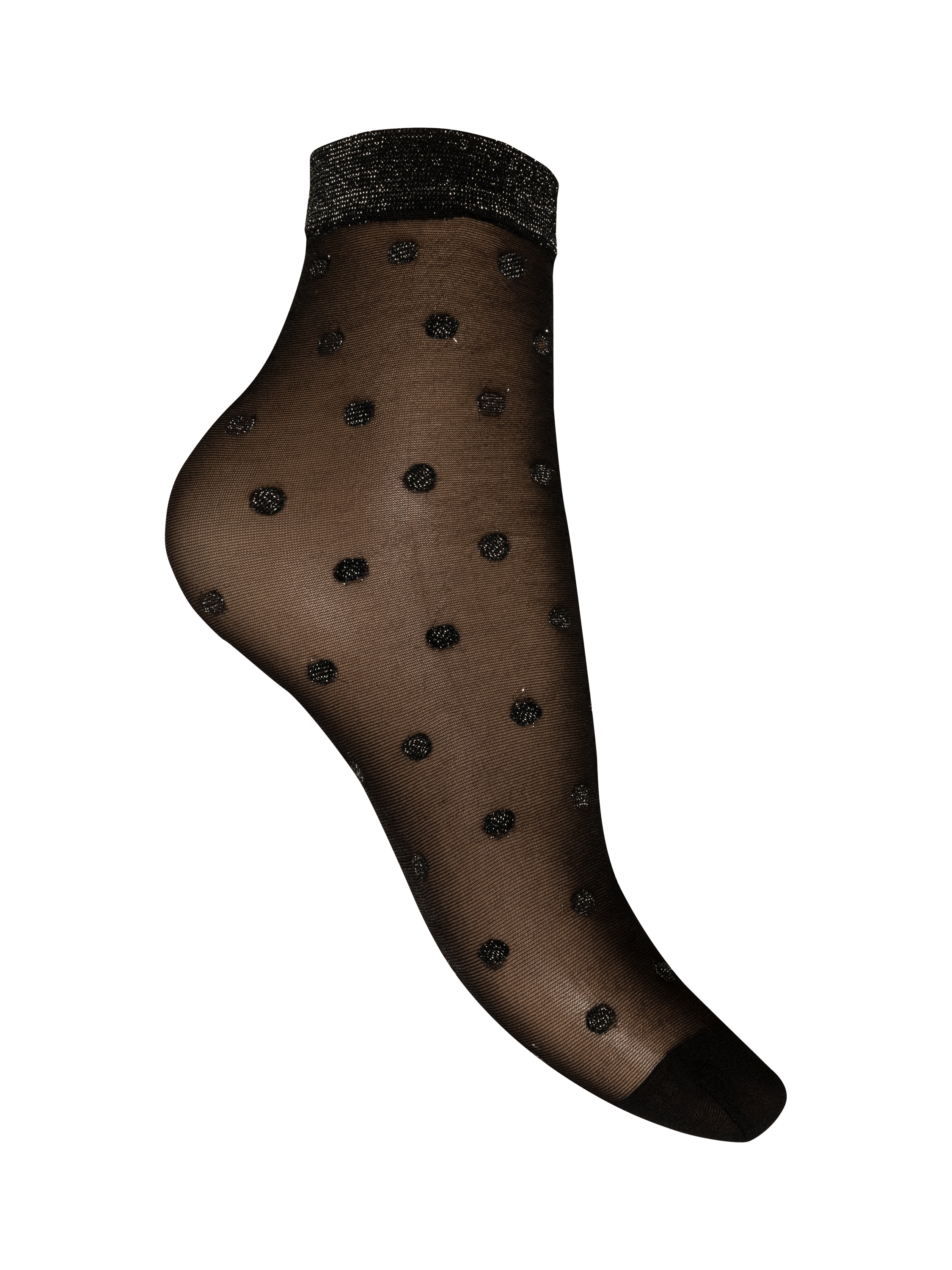 Product image 1 of 1, which shows Charnos Sparkle Spot Anklet Socks, Black/Silver, One Size
