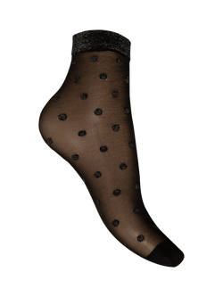 Charnos Sparkle Spot Anklet Socks, Black/Silver, Black/Silver