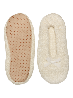 Charnos Cosy Chenille Slippers, One Size, Cream