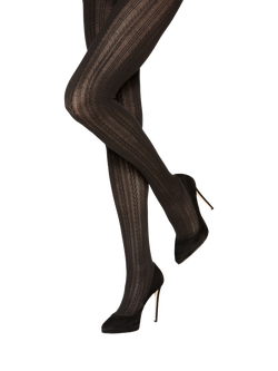 Charnos Chevron Stripe Tights, Black