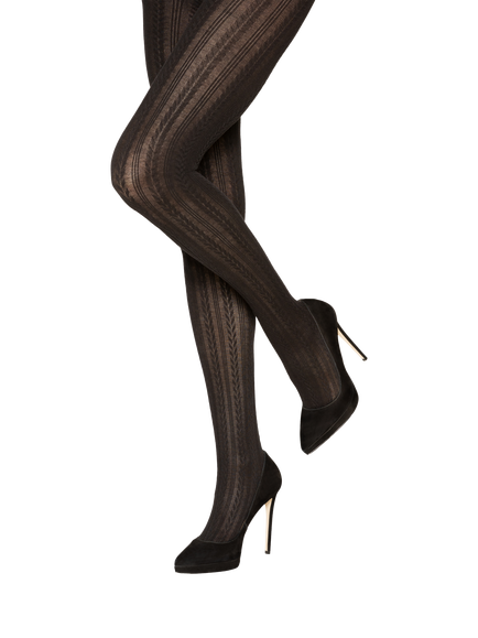 Charnos Chevron Stripe Tights, Black