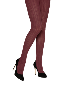Charnos Chevron Stripe Tights, Cherry