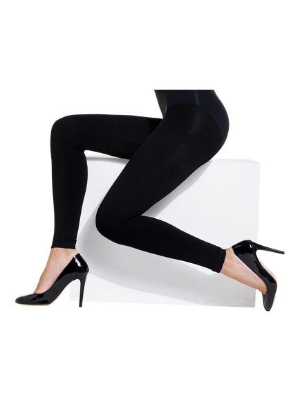 Charnos 200 Denier Fleeced Lined Footless Tights, Black, Black