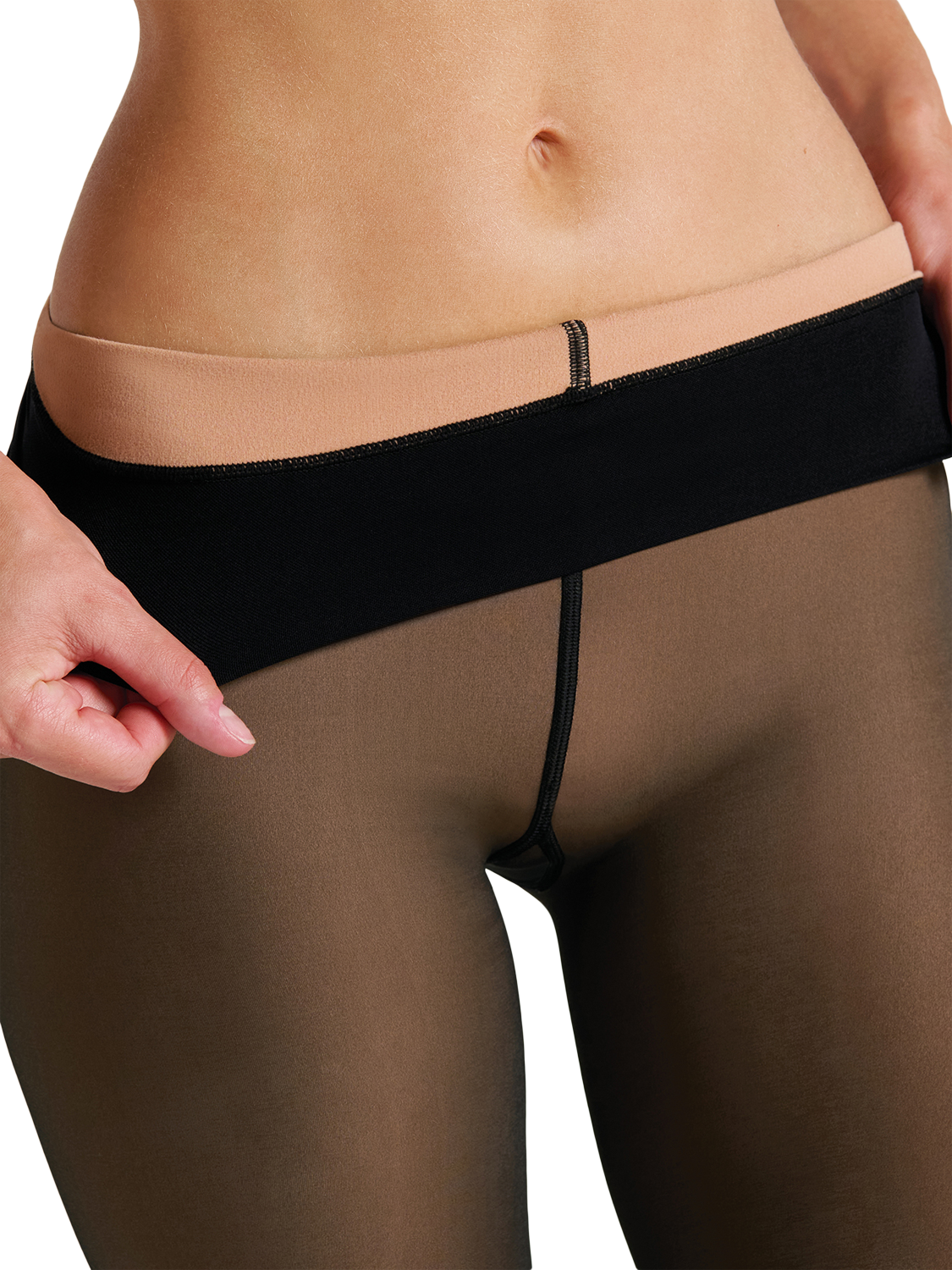 Product image 4 of 5, which shows Charnos 100 Denier Sheer Look Opaque Tights, Black/Neutral, M-L