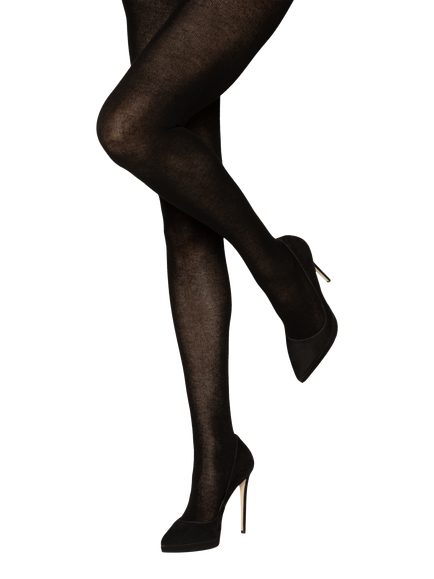 Charnos Plain Wool Blend Tights, Black