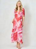 Hope & Ivy The Leonora Wrap Maxi Dress, Pink/Multi
