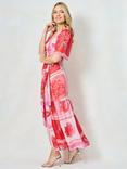 Hope & Ivy The Leonora Wrap Maxi Dress, Pink/Multi