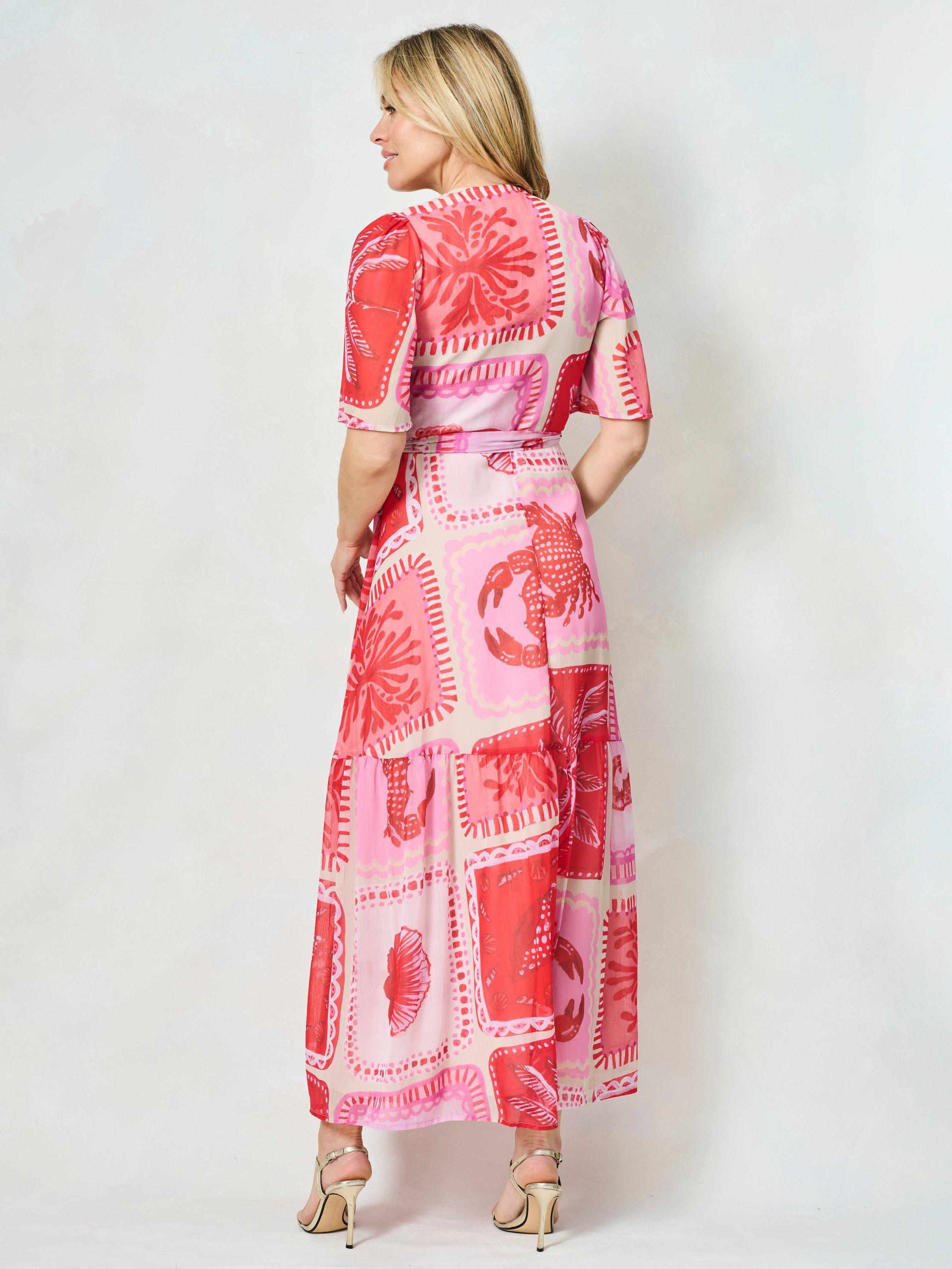 Product image 3 of 5, which shows Hope & Ivy The Leonora Wrap Maxi Dress, Pink/Multi, 8