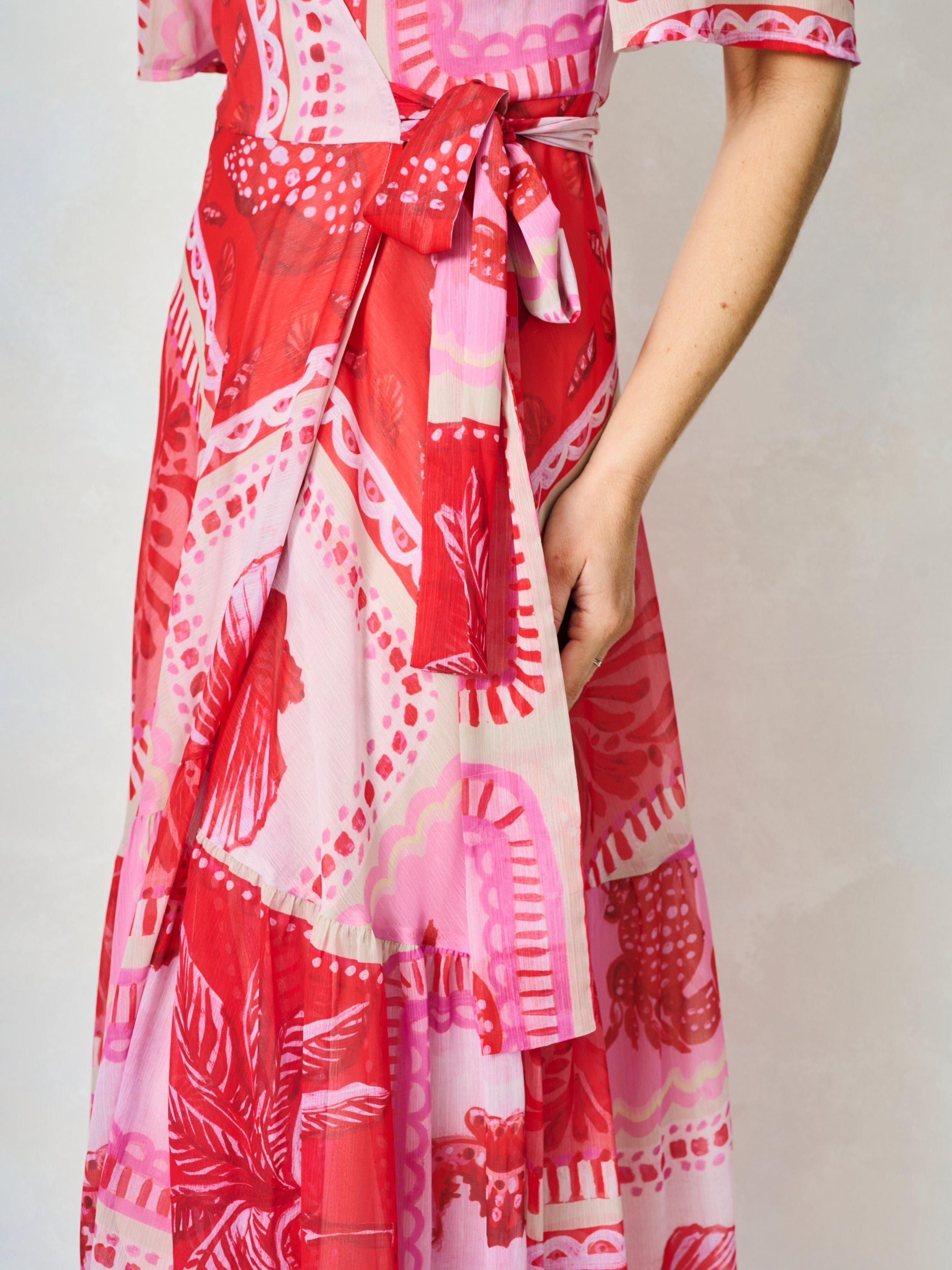 Product image 5 of 5, which shows Hope & Ivy The Leonora Wrap Maxi Dress, Pink/Multi, 8