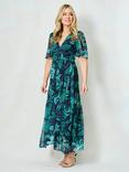 Hope & Ivy The Magda Flutter Sleeve Wrap Dress, Navy/Multi